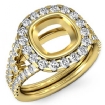 1.11Ct Diamond Engagement Ring Cushion Semi Mount 18k Yellow Gold Halo Setting - javda.com 