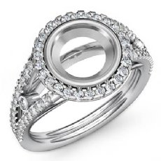 Diamond Engagement Ring Round Semi Mount Halo Pave Setting 14k White Gold 0.80Ct