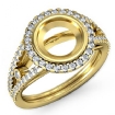 Diamond Engagement Ring Round Semi Mount Halo Pave Setting 18k Yellow Gold 0.8Ct - javda.com 