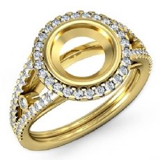 Diamond Engagement Ring Round Semi Mount Halo Pave Setting 18k Gold Yellow  (0.8Ct. tw.)