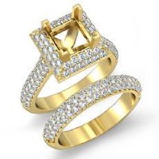 Diamond Engagement Ring Princess Wedding Band 18k Gold Yellow Bridal Set (2.9Ct. tw.)