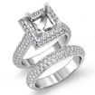 2.9Ct Diamond Engagement Ring Princess Wedding Band Platinum 950 Bridal Set - javda.com 