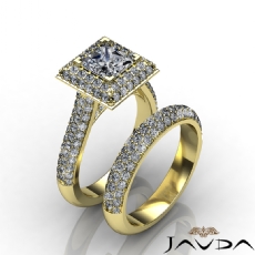 2 Row Halo Bridal Set diamond Ring 14k Gold Yellow