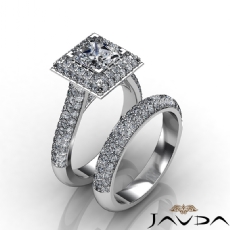 2 Row Halo Bridal Set diamond Ring 14k Gold White
