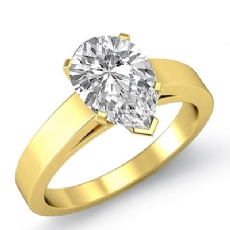 Flat Edge Cathedral Solitaire diamond Ring 14k Gold Yellow