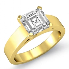 Flat Cathedral Solitaire diamond Ring 18k Gold Yellow