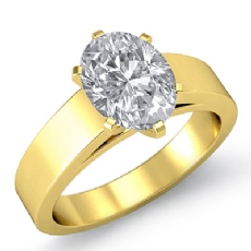 Flat Cathedral Solitaire diamond Ring 18k Gold Yellow