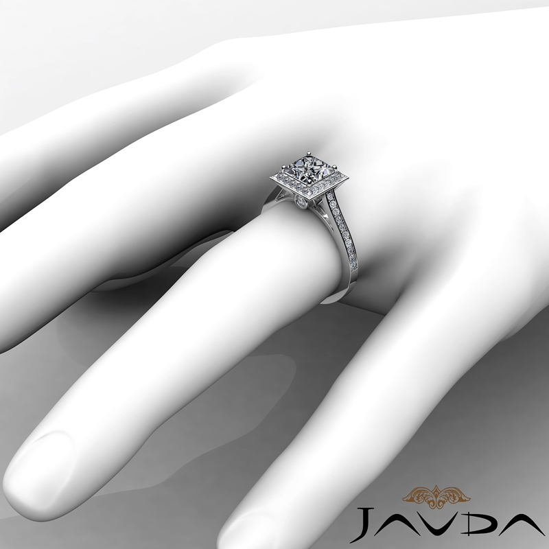 Halo Pave Bezel Set diamond Ring 14k Gold White