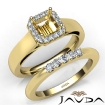 U Prong Diamond Engagement Semi Mount Ring Asscher Bridal Set 18k Yellow Gold 0.42Ct - javda.com 
