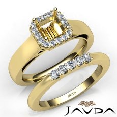 U Prong Diamond Engagement Semi Mount Ring Asscher Bridal Set 14k Gold Yellow  (0.42Ct. tw.)