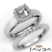 U Prong Diamond Engagement Semi Mount Ring Asscher Bridal Set Platinum 950 0.42Ct - javda.com 