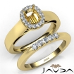U Prong Diamond Engagement Semi Mount Ring Cushion Bridal Set 14k Yellow Gold 0.43Ct - javda.com 