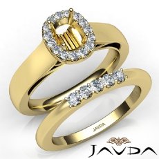 U Prong Diamond Engagement Semi Mount Ring Cushion Bridal Set 14k Gold Yellow  (0.43Ct. tw.)