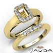 U Prong Diamond Engagement Semi Mount Ring Emerald Bridal Set 18k Yellow Gold 0.45Ct - javda.com 