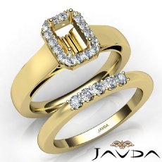 U Prong Diamond Engagement Semi Mount Ring Emerald Bridal Set 14k Gold Yellow  (0.45Ct. tw.)