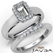 U Prong Diamond Engagement Semi Mount Ring Emerald Bridal Set 14K W Gold 0.45Ct