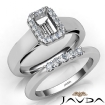 U Prong Diamond Engagement Semi Mount Ring Emerald Bridal Set 14k White Gold 0.45Ct - javda.com 