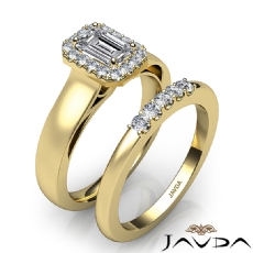 Bridal Set Filigree Halo Pave diamond Ring 18k Gold Yellow