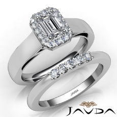 Bridal Set Filigree Halo Pave diamond Ring 14k Gold White