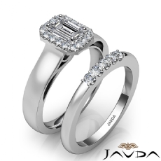 Bridal Set Filigree Halo Pave diamond Ring 18k Gold White