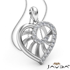 Swirl Heart Pendant Necklace 14k White Gold 18 Inch Chain 0.39Ct Diamond