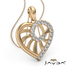 Swirl Heart Pendant Necklace 14k Gold Yellow 18 Inch Chain  Diamond (0.39Ct. tw.)