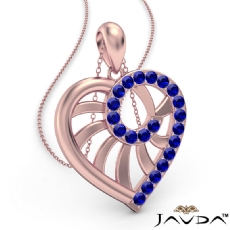 Swirl Heart Pendant Necklace 14k Rose Gold 18 Inch Chain <Dcarat> Sapphire