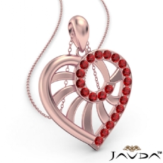 Swirl Heart Pendant Necklace 14k Rose Gold18 Inch Chain <Dcarat> Ruby