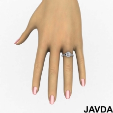 Scalloped Halo Split Shank diamond Ring 18k Gold White
