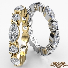 Women's Eternity Band 14k Gold Yellow Marquise Round Diamond  (1.62Ct. tw.)