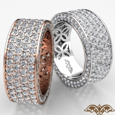 4 Row Pave Eternity Round Diamond Ring Womens Wedding Band 14k Rose Gold  (3.5Ct. tw.)