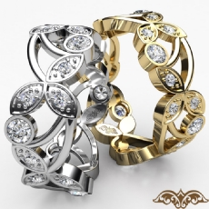 Floral Womens Eternity Round Diamond Wedding Band 14k Gold Yellow  (0.9Ct. tw.)