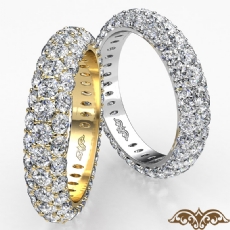 3 Row Round Diamond Engagement Women's Eternity Wedding Band 14k Gold Yellow  (3Ct. tw.)