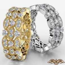 3 Row Milgrain Round Diamond Eternity Women's Wedding Band 14k Gold Yellow  (1.1Ct. tw.)