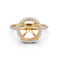 Double Halo Semi Mount Lab Grown Diamond Engagement Ring 14k Gold Yellow  (0.53Ct. tw.)