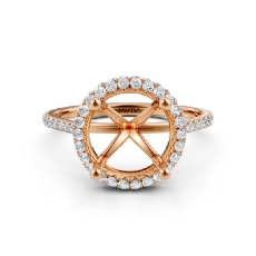 Double Halo Semi Mount Lab Grown Diamond Engagement Ring 14k Rose Gold  (0.53Ct. tw.)