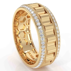 Rope Edge Round Diamond Eternity Mens Wedding Band 14k Gold Yellow  (0.9Ct. tw.)