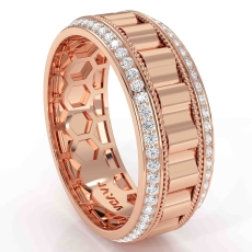 Rope Edge Round Diamond Eternity Mens Wedding Band 14k Rose Gold  (0.9Ct. tw.)