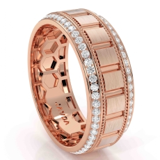 Matte Finish Round Diamond Eternity Mens Wedding Band 14k Rose Gold  (0.9Ct. tw.)