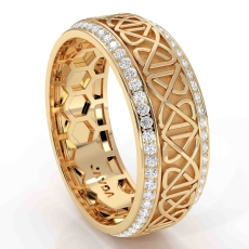 Celtic Design Round Diamond Eternity Mens Wedding Band 14k Gold Yellow  (1Ct. tw.)