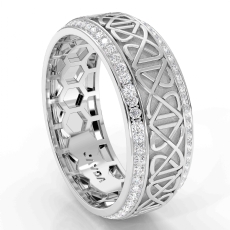 Celtic Design Round Diamond Eternity Mens Wedding Band 14k Gold White  (1Ct. tw.)