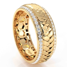 Braided Pattern Diamond Eternity Mens Wedding Band 14k Gold Yellow  (1Ct. tw.)