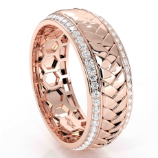 Braided Pattern Diamond Eternity Mens Wedding Band 14k Rose Gold  (1Ct. tw.)