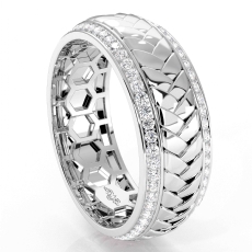 Braided Pattern Diamond Eternity Mens Wedding Band 14k Gold White  (1Ct. tw.)