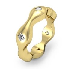 Wave Design Princess Diamond Men's Eternity Wedding Band 14k Gold Yellow  (0.6Ct. tw.)