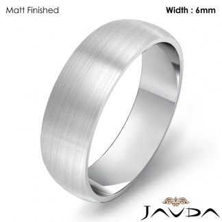 Mens Wedding Band Dome Plain Polish Solid Ring 6mm Platinum 950 9.9g 10-10.75 Sz