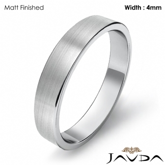 Simple Plain Flat Pipe Cut 4mm Mens Wedding Band Platinum 950 5.4g 5-5.75 Sz