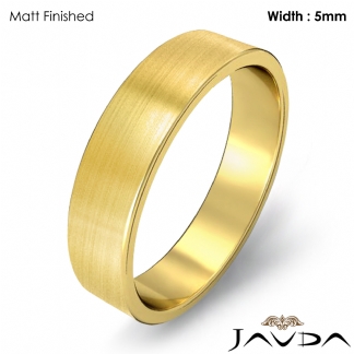 Flat Pipe Cut Ring 5mm Men Simple Plain Wedding Band 14k Gold Yellow 4.6g 6-6.75 Sz