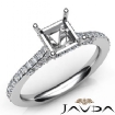 Diamond Engagement Pave Setting Platinum Princess Semi Mount Ring 0.65Ct