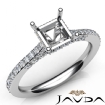 Diamond Engagement Pave Setting 18k White Gold Princess Semi Mount Ring 0.65Ct - javda.com 